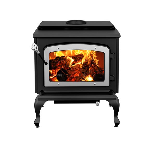 Drolet Escape 1800 Wood Stove On Legs - Brushed Nickel Door