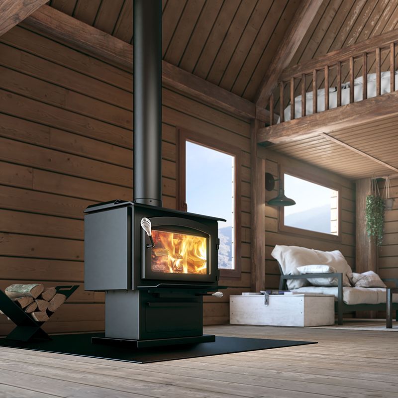 Drolet Escape 1500 Wood Stove in-room view