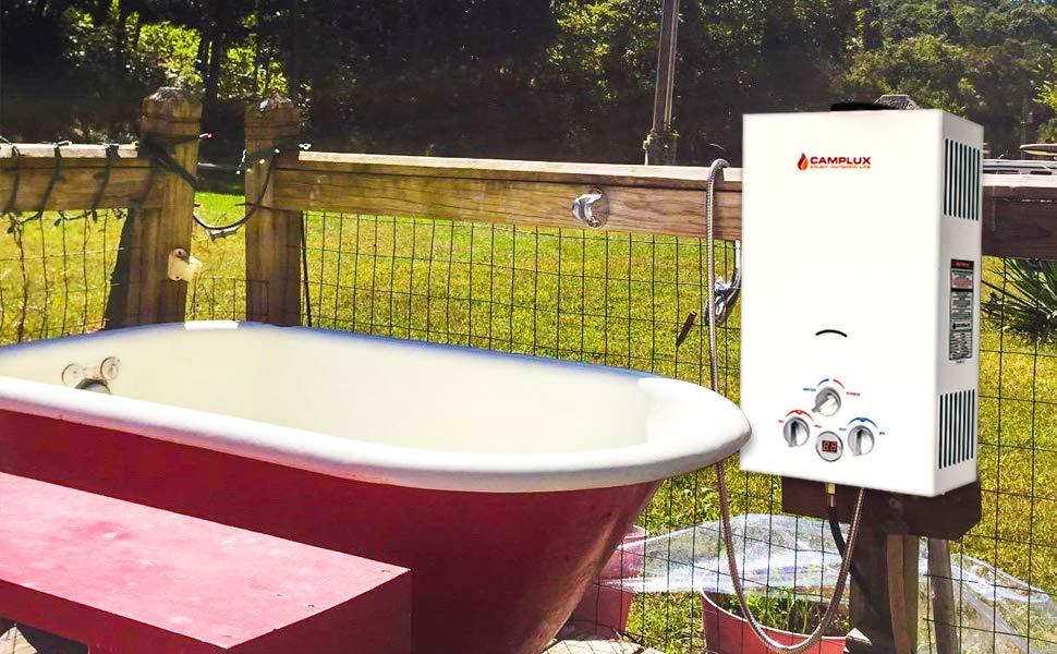 Camplux 10L Portable Tankless Water Heater w/ Eccoflo Pump & Strainer